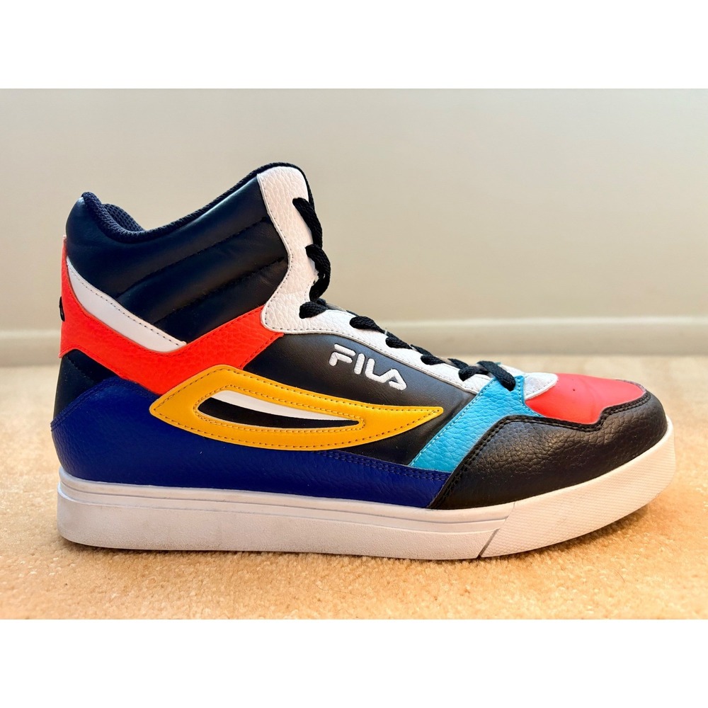 FILA Mens Retro High Top Everge Leather Basketball Sneakers Colorblock Sz 11.5